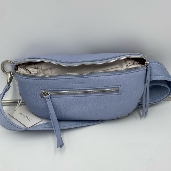 Hammitt Charles Medium Leather Belt Bag Fanny Pack Periwinkle Haze & Sil… - Picture 11 of 12